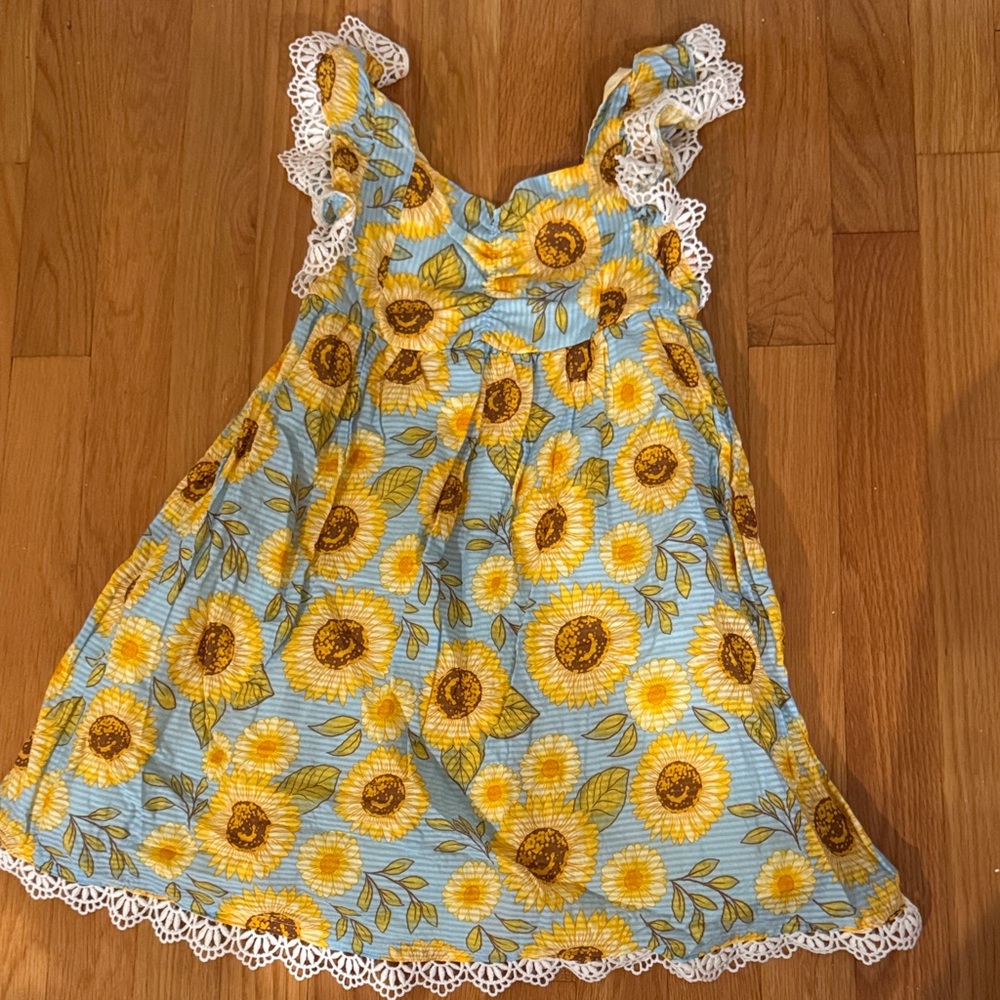 Cynthia Rowley Blue and Yellow Sunflower Dress